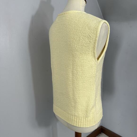 Vintage LL Bean Butter Yellow Knit Top Preppy Old Money New England Coastal Sz L - Picture 10 of 10